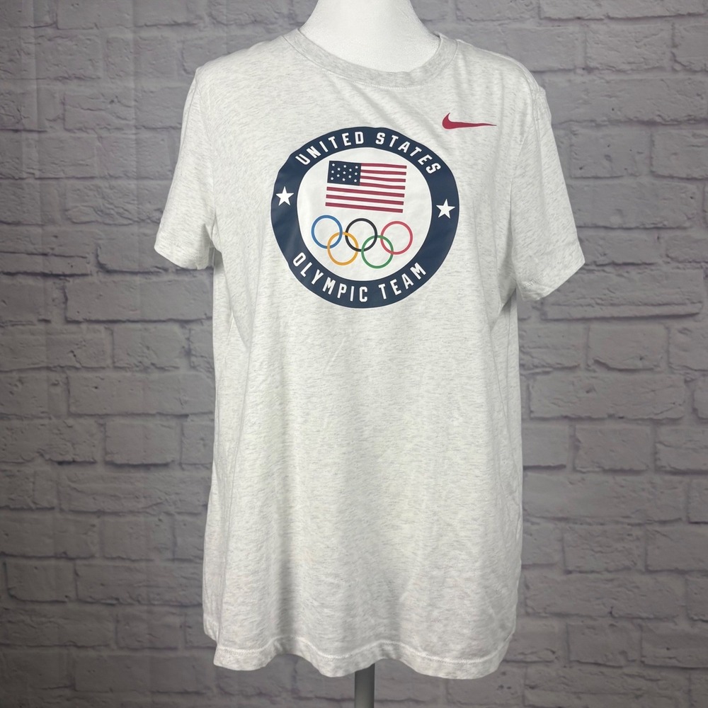 Nike‎ US Olympic Team T-Shirt XL Grey Dri-FIT Short Sleeve Graphic Tee - Picture 2 of 8